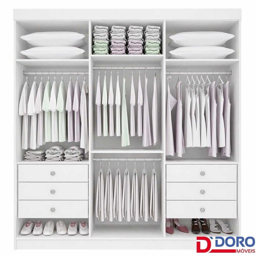Guarda-roupa Colibri 6 Portas Branco Larg. 2.05m - D' Doro - Imagem 2