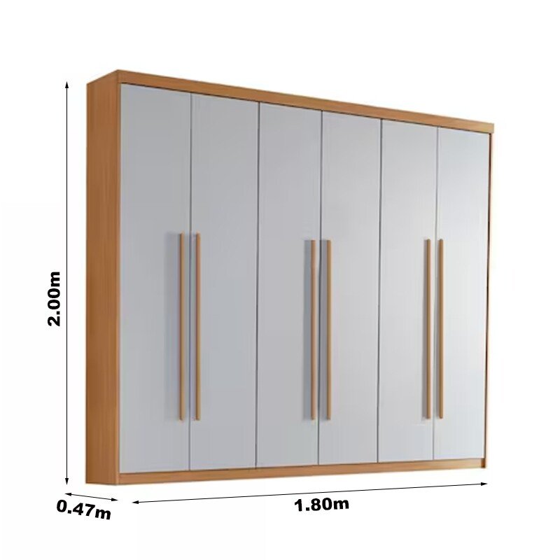 Guarda-roupa Hawaii Nature/Off 6 Portas 2 Gavetas Larg. 1.80m 100% MDF - Rufato - Imagem 4