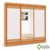 Guarda-roupa Nice Amêndoa Clean/Off White C/Espelho 3 Portas 4 Gavetas Flex Larg. 2.70m - Móveis Lopas