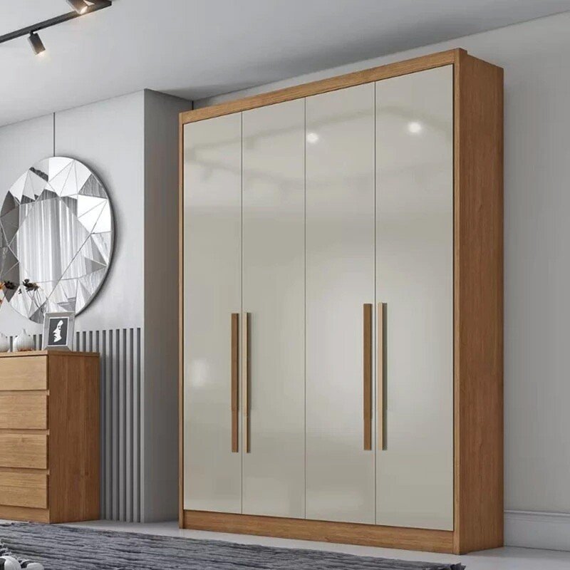 Modulado Guarda-roupa Rizon New Cumaru/Fendi Fosco Larg. 1.59m 4 Portas 3 Gavetas - Novo Horizonte