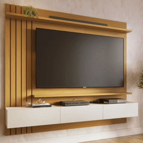 Home Suspenso Juriti Larg. 1.80m Naturale/Off White Matte para TV até 70" - Colibri