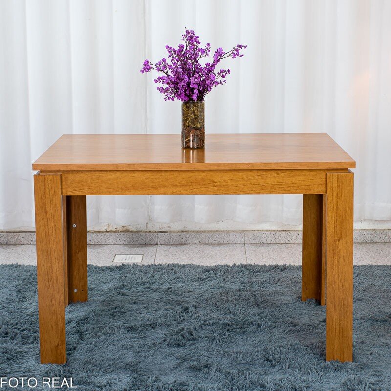 Mesa Athenas 120x80 Amêndoa Clean Tampo Maciço - Móveis Lopas + 4 Cad. Lisboa Veludo Bege 512 Madeira Entregue Montada - Art Assento - Imagem 10