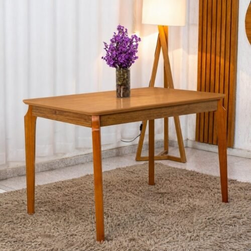 Mesa de Jantar Alegra 120×80 Tampo Madeirado Cinamomo Base Madeira - JCM