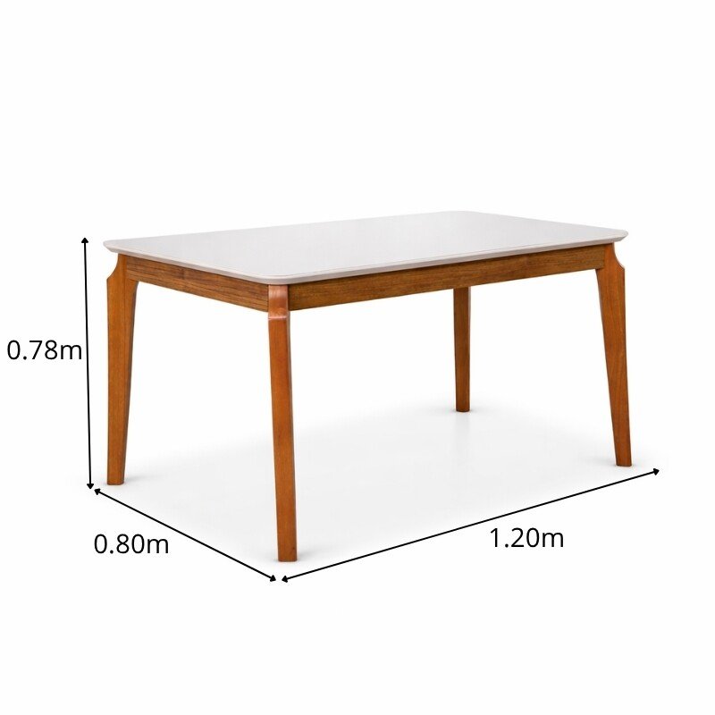 Mesa de Jantar Alegra Tampo Vidro Off 120×80 Madeira Maciça - JCM + 4 Cad. Londres Veludo Avelã Madeira Minas Plac - Entregue Montada - Imagem 11