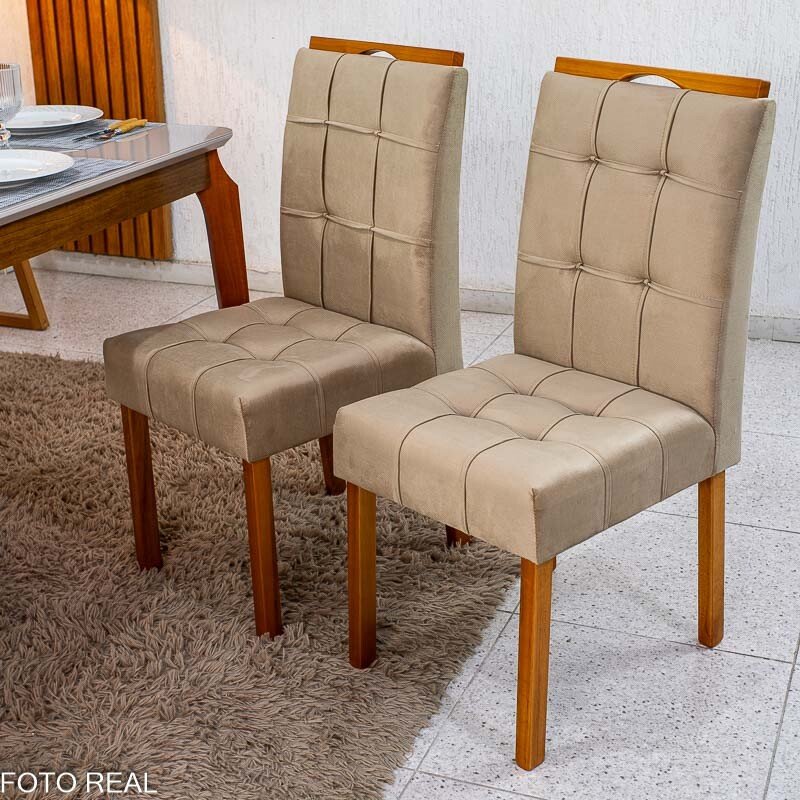 Mesa de Jantar Alegra Tampo Vidro Off 120×80 Madeira Maciça - JCM + 4 Cad. Londres Veludo Avelã Madeira Minas Plac - Entregue Montada - Imagem 7