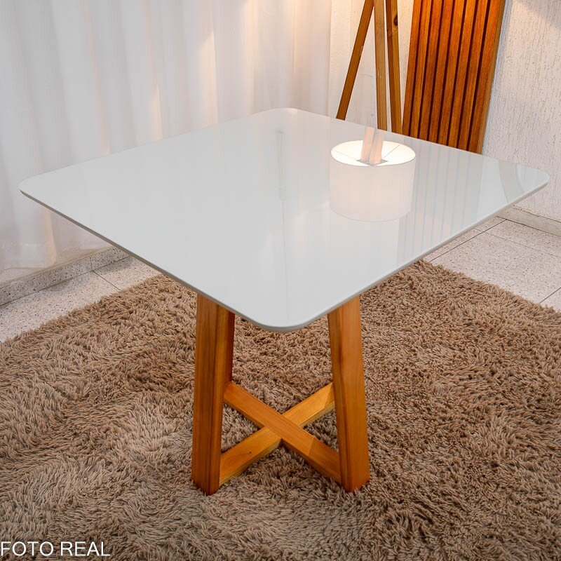Mesa de Jantar Bali 90×90 Vidro Off/Base Madeira + 4 Cad. Londres Veludo Chumbo Madeira Minas Plac - Entregue Montada - Imagem 10