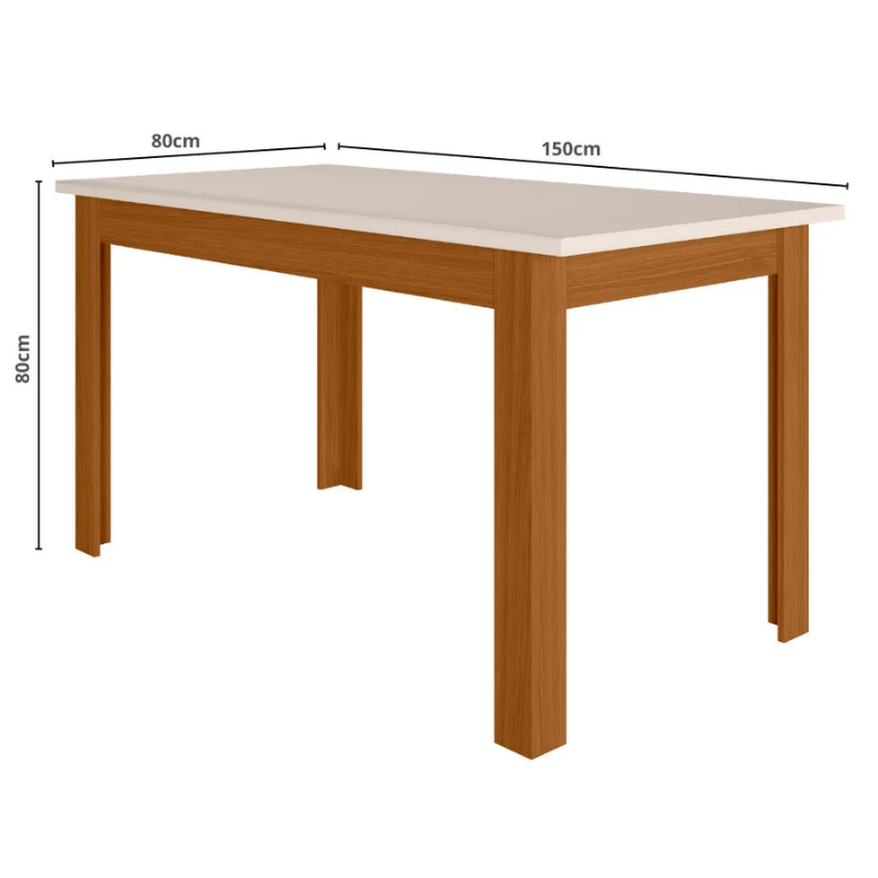 Mesa de Jantar Bellagio 150x80 Freijó UV/Tampo Off White + 6 Cad. Milano Freijó UV/Savana - Poliman - Imagem 3