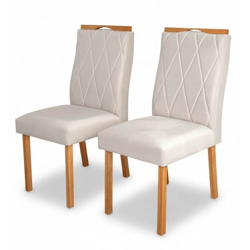 Mesa de Jantar Helo 120×90 Vidro Off/Base Freijó Poliman + 4 Cad. Lisboa Veludo Bege 512 Madeira - Art Assento - Imagem 7