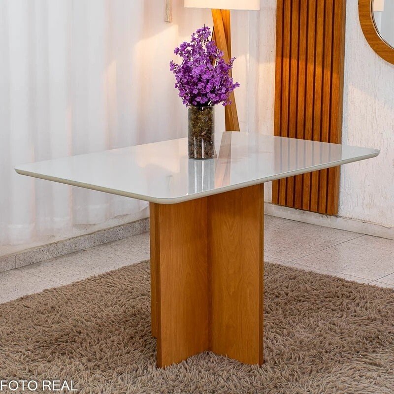 Mesa de Jantar Moscou 120x80 Vidro Off/Base Cinamomo + 4 Cad. Londres Veludo Chumbo Madeira Minas Plac - Entregue Montada - Imagem 7