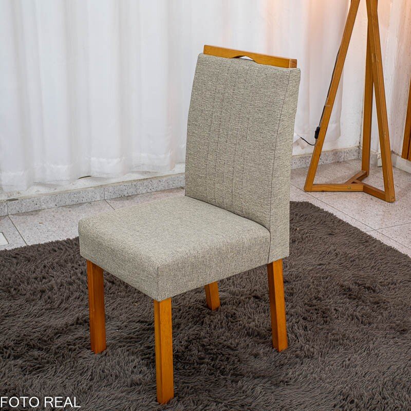 Mesa de Jantar Moscou 90x90 Vidro Off/Base Cinamomo + 4 Cad. Atlanta Linho Bege Madeira Minas Plac - Entregue Montada - Imagem 11