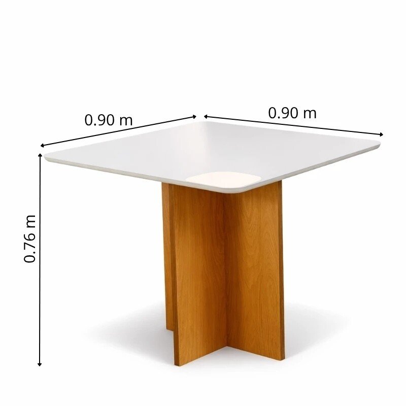 Mesa de Jantar Moscou 90x90 Vidro Off/Base Cinamomo + 4 Cad. Atlanta Linho Bege Madeira Minas Plac - Entregue Montada - Imagem 6