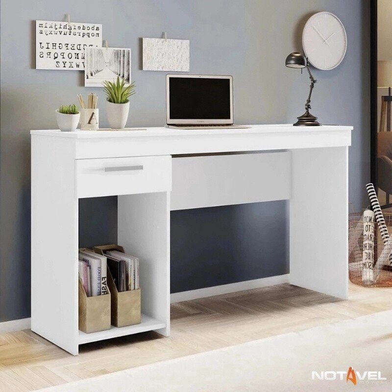 Mesa Office NT 2070 Larg. 1.08m Branco 1 Gaveta Notável