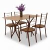 Conjunto Paraty C/4 Cad. Assento Jambo ( Marrom) Base Cabo Frio Marrom 120×75 Tampo Madeirado - Teixeira