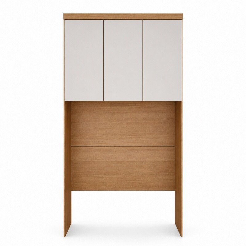 Modulado Casal Cumaru/Fendi Fosco 1 Guarda-Roupa Rizon New 4 Pts + 2 Criado Rizon + 1 Canto Oblíquo Rizon C/Porta de Vidro + 1 Aéreo 3 portas Rizon - Novo Horizonte - Imagem 3
