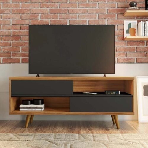 Rack Bancada NT 1180 Larg.1.35m Freijó/Preto para TV até 55" - Notável