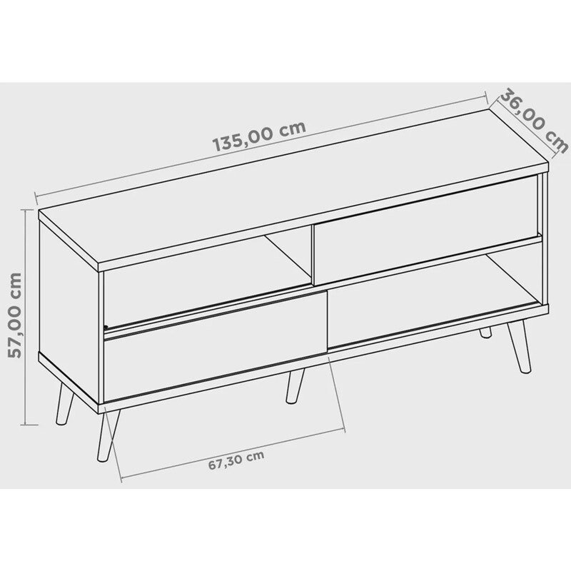 Rack Bancada NT 1180 Larg.1.35m Freijó/Off para TV até 55"- Notável - Imagem 8