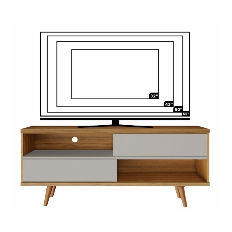 Rack Bancada NT 1180 Larg.1.35m Freijó/Off para TV até 55"- Notável - Imagem 3