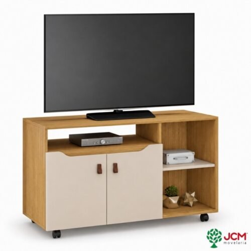 Rack Seleto Candian Larg. 1.21m Cinamomo/Off para TV até 49" - JCM