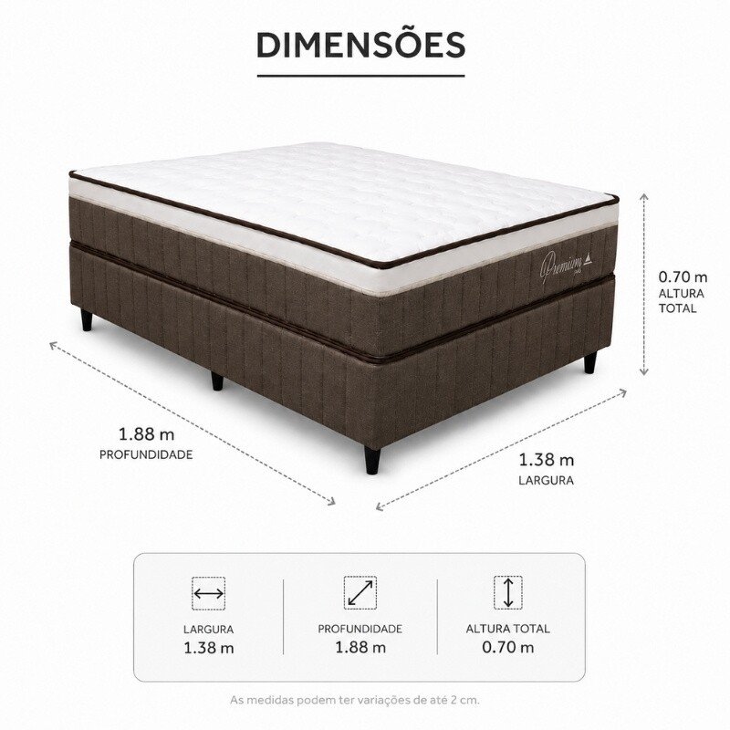 Colchão Premium Plus Molas Ensacadas Pocket Rondomóveis + Box Casal Rondopremium 138x188x70 | Suporta até 240kg - Imagem 6