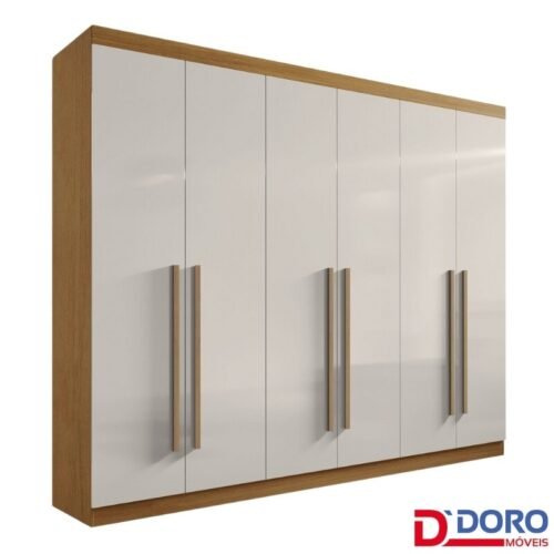 Guarda-roupa Da Vinci Plus 6 Portas Cinamomo/Off White Larg. 2.75m - D Doro