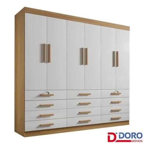 Guarda-roupa Mônaco Plus 6 Portas Cinamomo/Off White Larg. 2.40m - D Doro