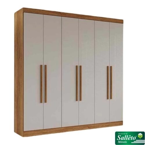 Guarda-roupa 6 Portas Cinamomo/Off Larg. 1.80m - Sallêto