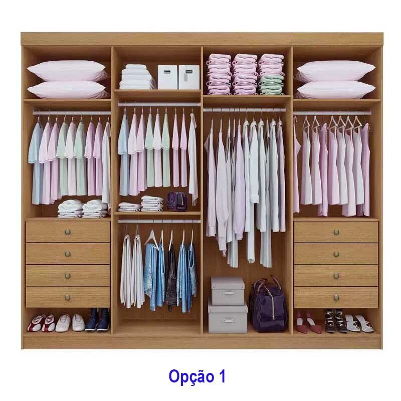 Guarda-roupa Casal Daymond 8 Portas Ripado MDF Cinamomo D Doro - Imagem 2
