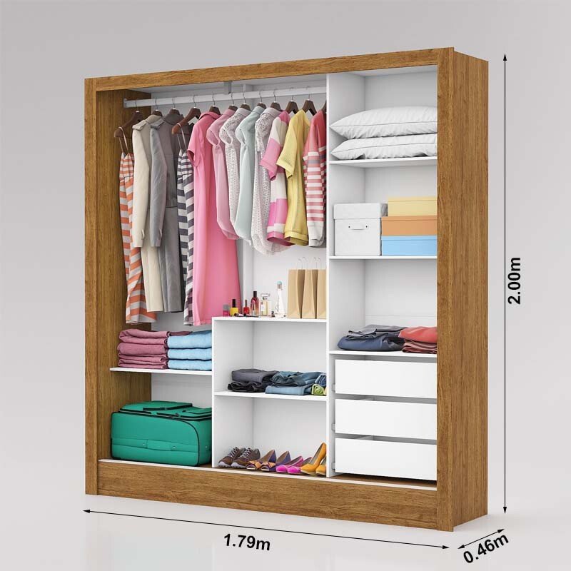 Guarda-roupa Dubai Cinamomo/Off 03 Portas C/ 1 Espelho Larg. 1.79m - Carioca - Imagem 2