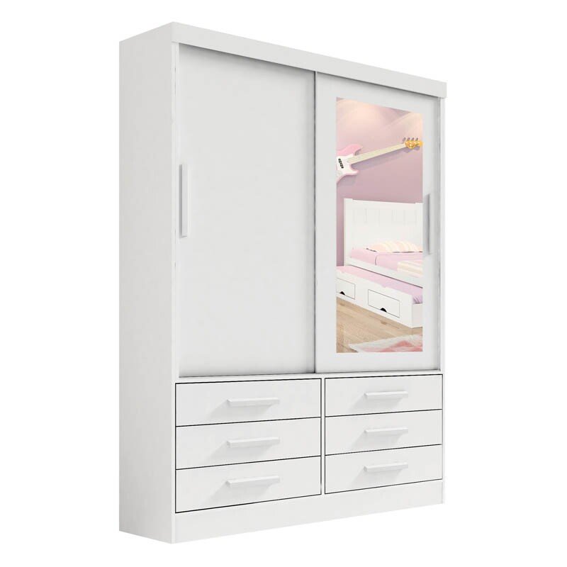 Guarda-roupa Meridian 2 Portas Branco Larg. 1.35m - D Doro