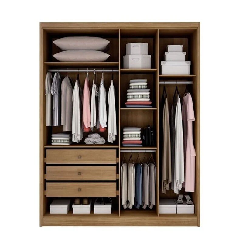 Modulado Guarda-roupa Rizon New Cumaru/Fendi Fosco Larg. 1.59m 4 Portas 3 Gavetas - Novo Horizonte - Imagem 2