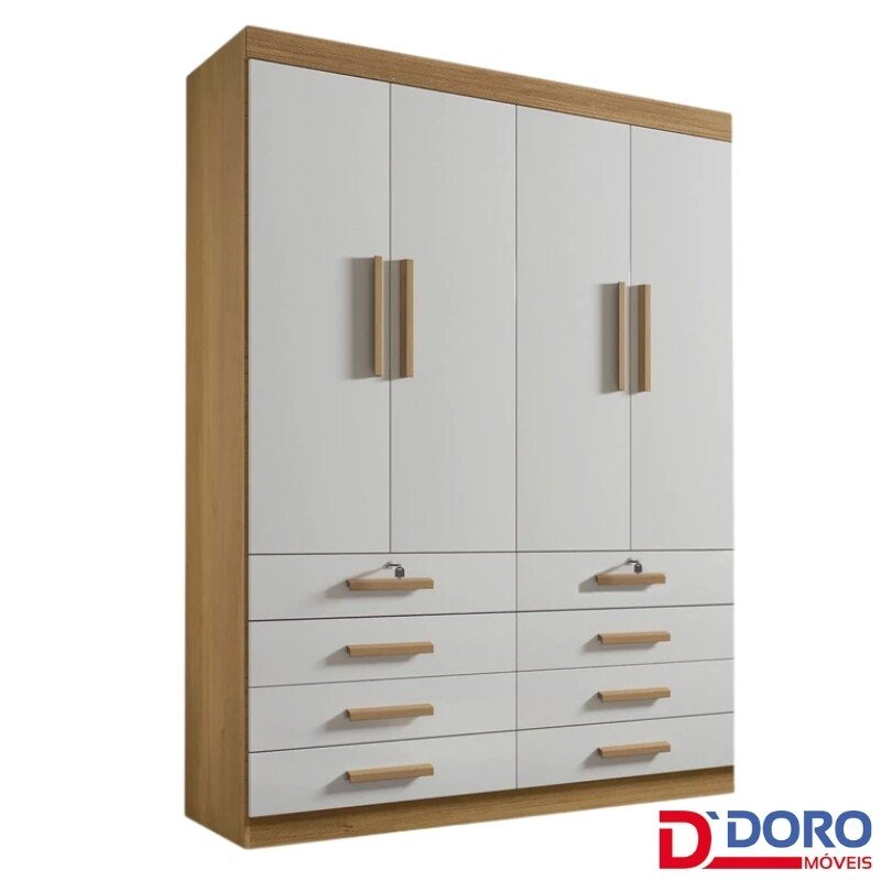 Guarda-roupa Mônaco Plus 4 Portas Cinamomo/Off White Larg. 1.60m - D Doro