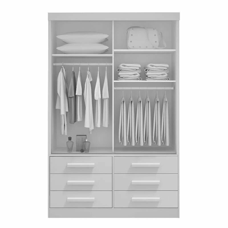 Guarda-roupa Meridian 2 Portas Castanho/Off White Larg. 1.35m - D Doro - Imagem 2