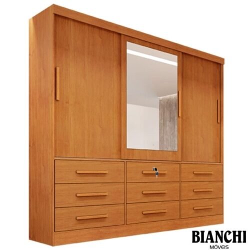 Guarda-roupa Turim Plus 3 Portas Nature 100% MDF Larg. 2.11 - Bianchi