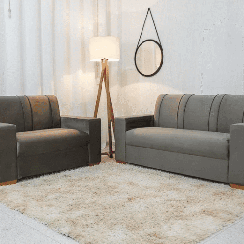 Sofá 3 e 2 lugares Maceió Veludo Cinza 813