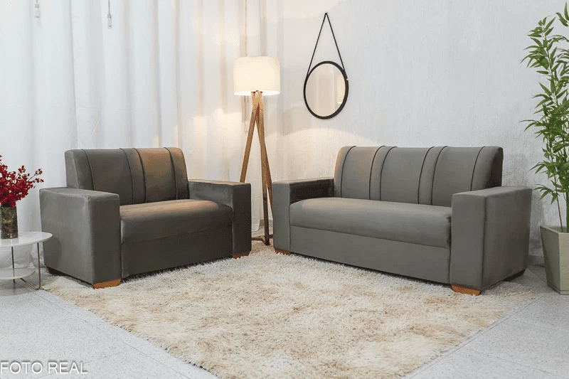 Sofá 3 e 2 lugares Maceió Veludo Cinza 813