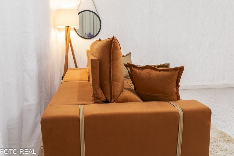 Sofá Retrátil Reclinável Gran Bello 2.50m Veludo Terracota 24 - Molas Ensacadas Pocket - Imagem 7