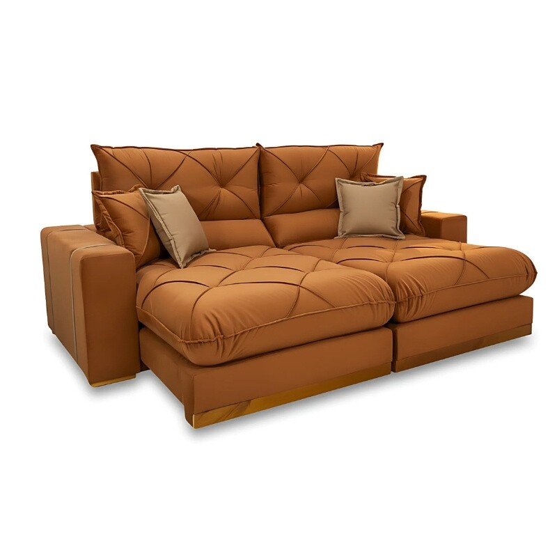 Sofá Retrátil Reclinável Gran Bello 2.50m Veludo Terracota 24 - Molas Ensacadas Pocket - Imagem 2
