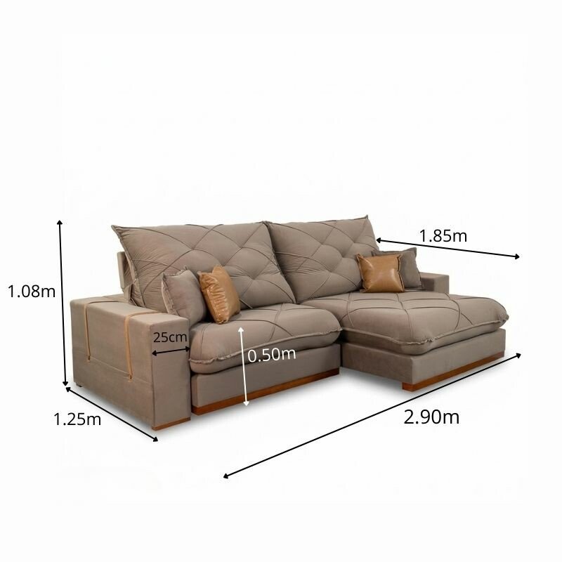Sofá Retrátil Reclinável Malibu 2.90m Veludo Capuccino 828 - D33 e Molas Ensacadas - Imagem 2