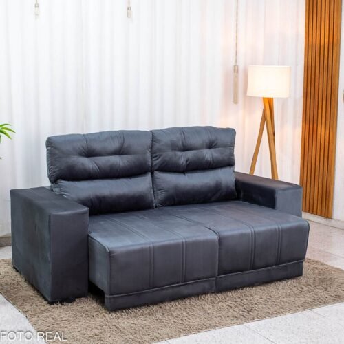 Sofá Retrátil Reclinável Royal 2.00m Veludo Grafite