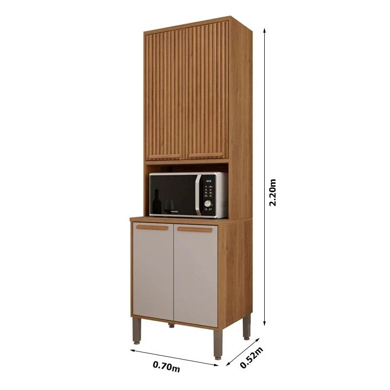 Torre Quente Flórida + Armário Aéreo Florida Ripado 1.20m Cinamomo/Off - Sallêto - Imagem 5